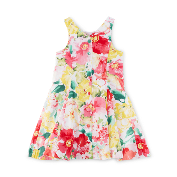 Pink/White Multi Floral Cotton Sateen Dress Girls 2-6x 2