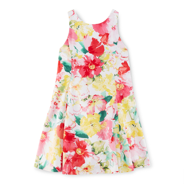 Pink/White Multi Floral Cotton Sateen Dress Girls 2-6x 3