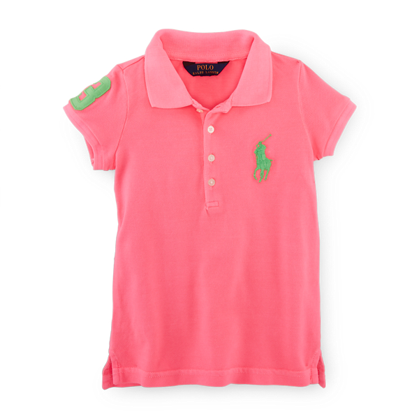 Blaze Fuchsia Big Pony Stretch Cotton Polo Girls 2-6x 1