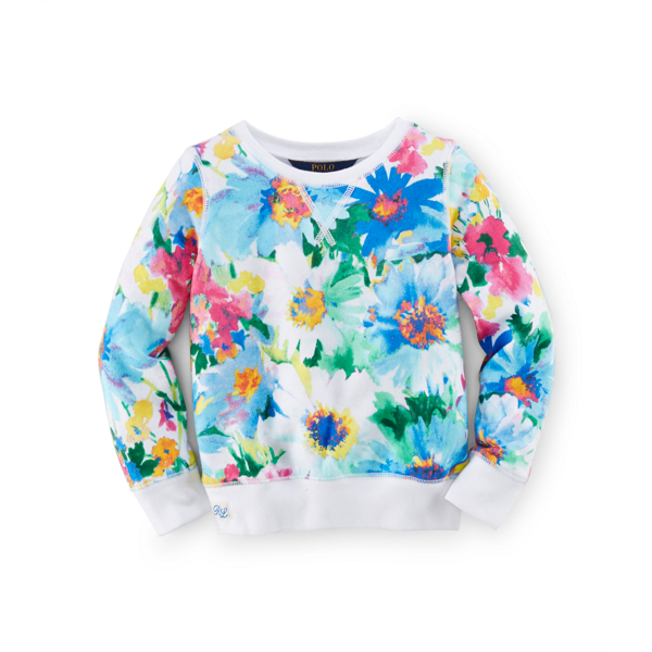 Turquoise/Pink Floral Cotton Terry Pullover Girls 2-6x 2