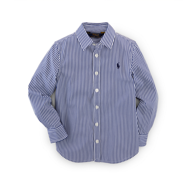 Blue/White Bengal-Striped Cotton Shirt Girls 2-6x 2