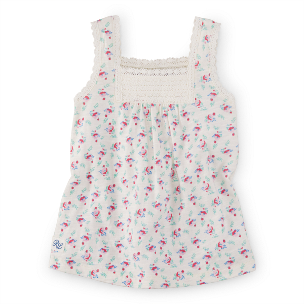 Cream/Pink/Multi Floral Cotton Tank Girls 2-6x 3