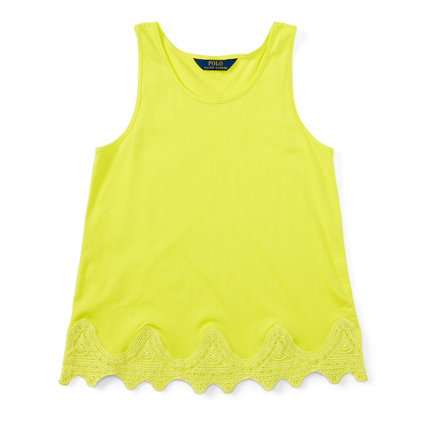 Neon Yellow Lace Cotton-Blend Tank Girls 2-6x 1