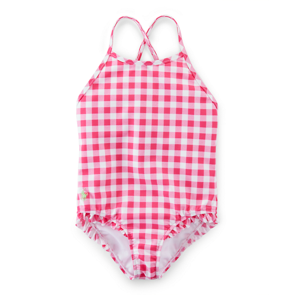 Pink/White Multi Gingham One-Piece Swimsuit Girls 2-6x 1