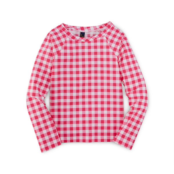 Pink/White Multi Gingham Rash Guard Girls 2-6x 1
