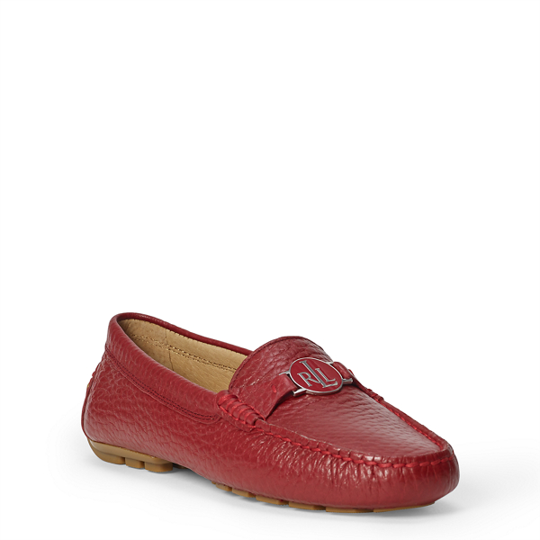RL Red Tumbled Leather Loafer Lauren 1