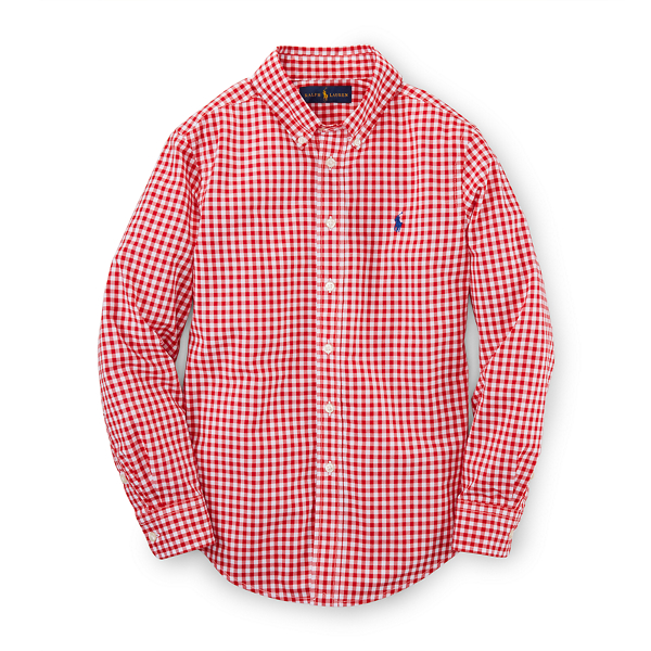 Red Multi Gingham Cotton Poplin Shirt Boys 8-20 1