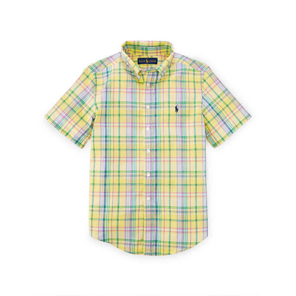 Yellow Multi Plaid Cotton Poplin Shirt Boys 8-20 1