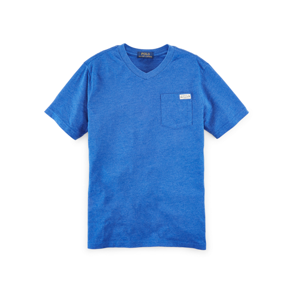 Sapphire Heather Cotton-Blend Pocket V-Neck Tee Boys 8-20 3