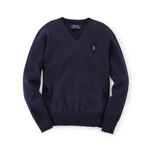Hunter Navy Cotton V-Neck Sweater Boys 8-20 1