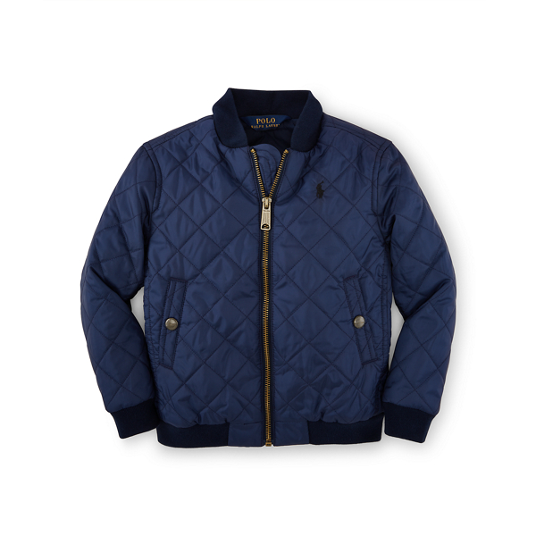 Coastal Navy Quilted Baseball Jacket Boys 2-7 1