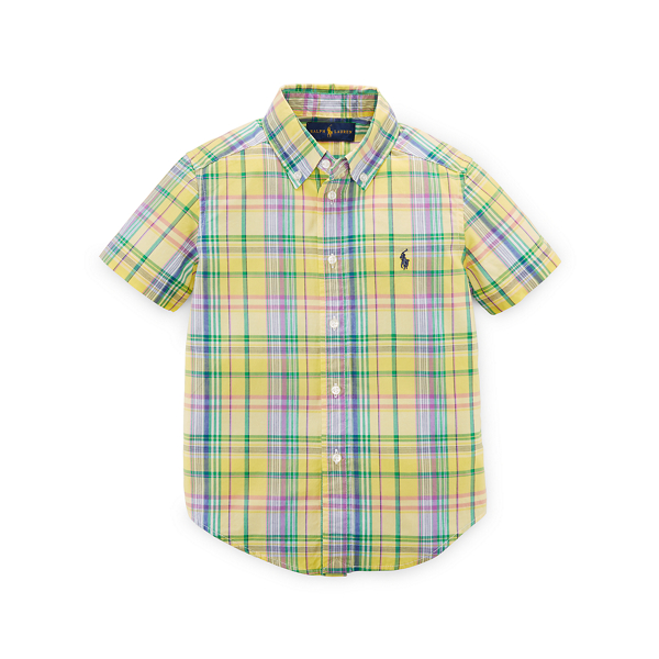 Yellow Multi Plaid Cotton Poplin Shirt Boys 2-7 1