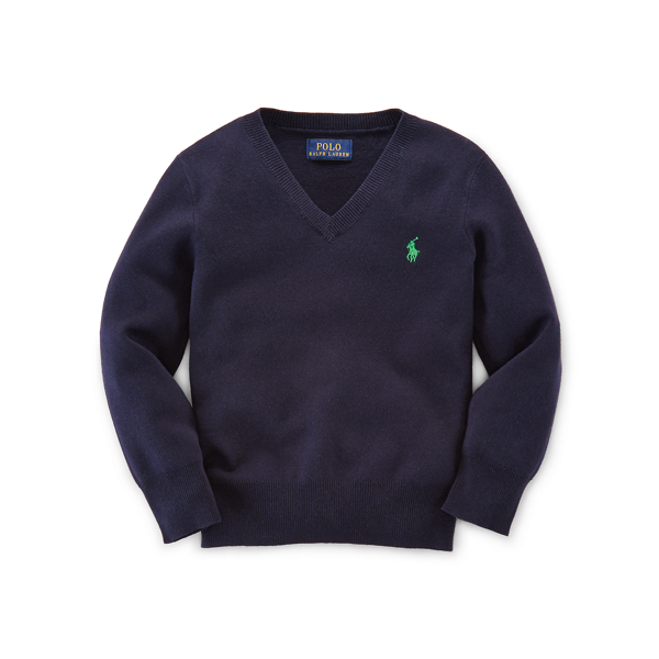 Hunter Navy Cotton V-Neck Sweater Boys 2-7 1