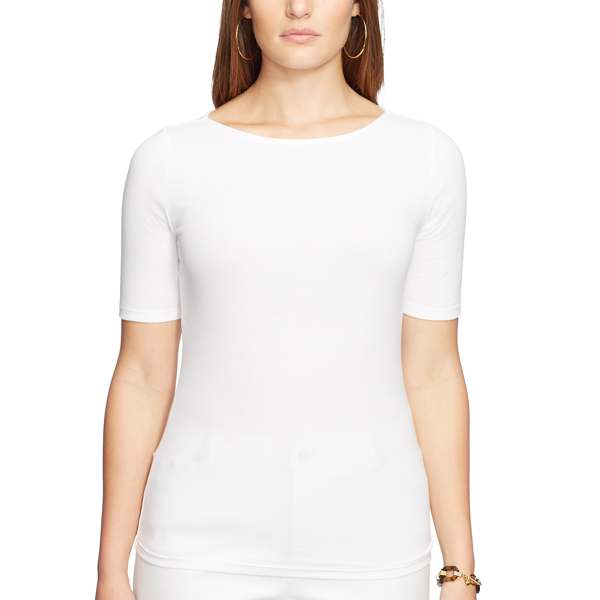 White Stretch Cotton Tee Lauren Woman 3