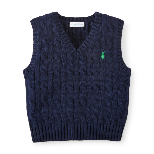 Hunter Navy Cotton V-Neck Sweater Vest Baby Boy 1
