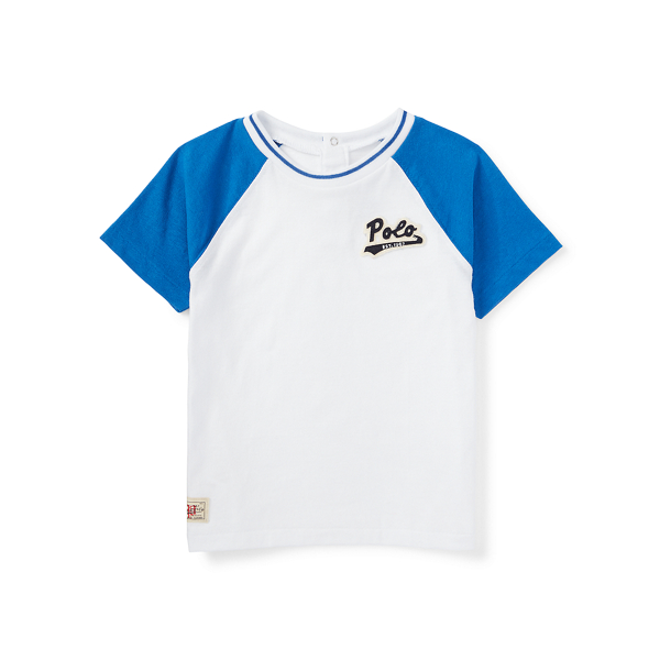 White Cotton Jersey Baseball Tee Baby Boy 1