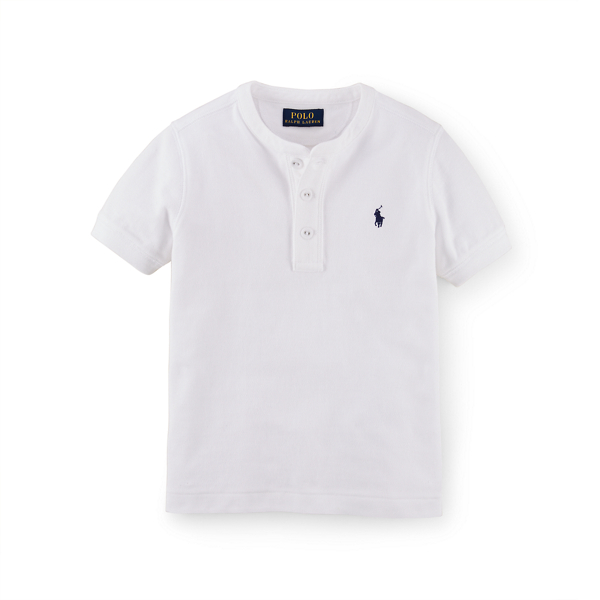 White Cotton Short-Sleeve Henley Baby Boy 1