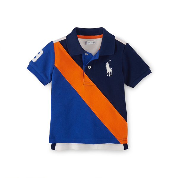 Holiday Navy Banner-Striped Cotton Polo Baby Boy 1