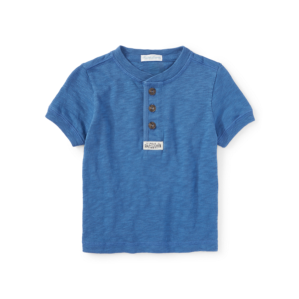 Sporting Blue Slub Cotton Jersey Henley Baby Boy 1