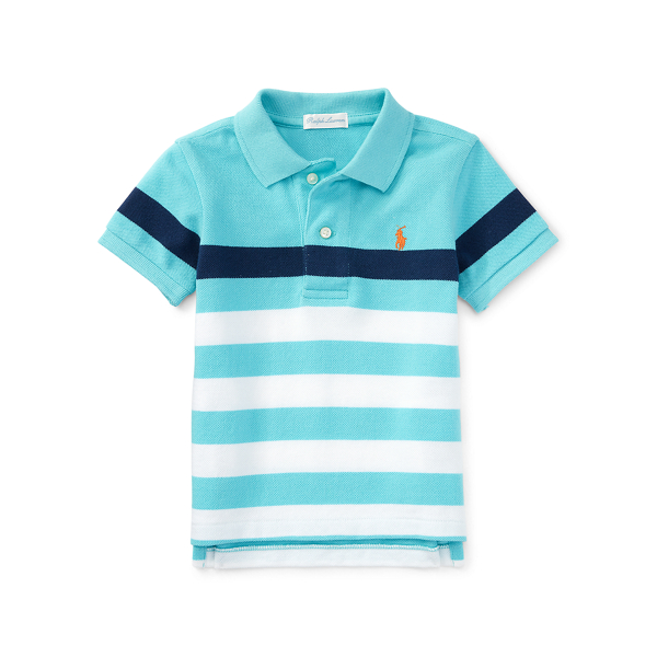 Vacation Blue Multi Striped Cotton Mesh Polo Baby Boy 1