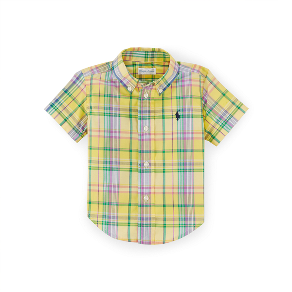 Yellow Multi Plaid Cotton Poplin Shirt Baby Boy 1