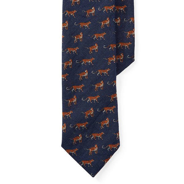 Navy Safari Tiger-Print Tie Polo Ralph Lauren 1