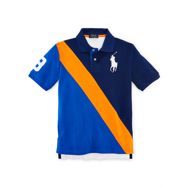 Holiday Navy Banner-Striped Cotton Polo Boys 8-20 1