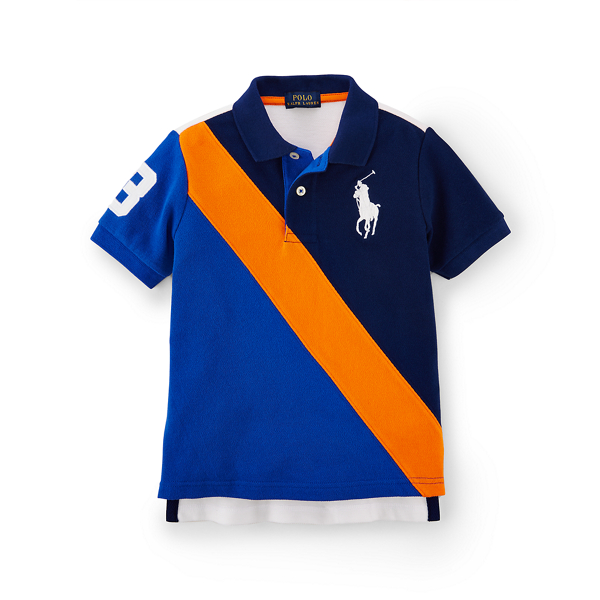Holiday Navy Banner-Striped Cotton Polo Boys 2-7 1