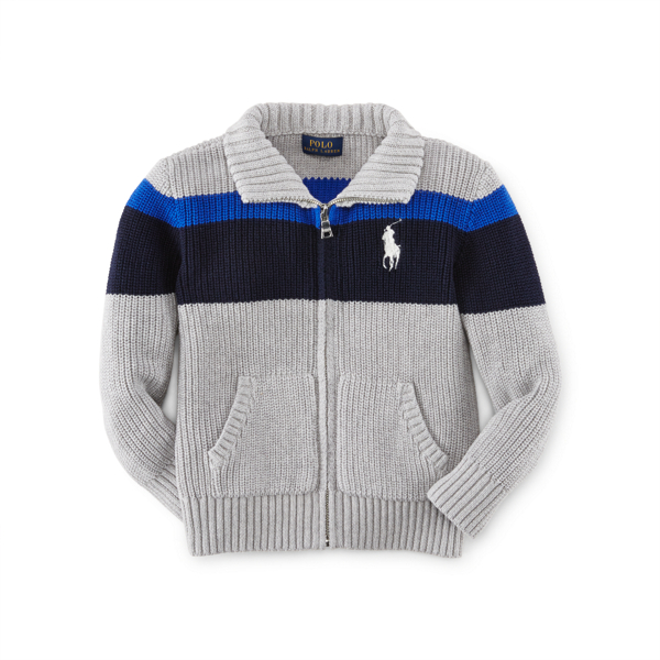 Dove Grey Heather Multi Striped Cotton Sweater Boys 2-7 3