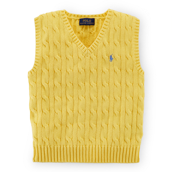 Oasis Yellow Cotton V-Neck Sweater Vest Boys 2-7 1