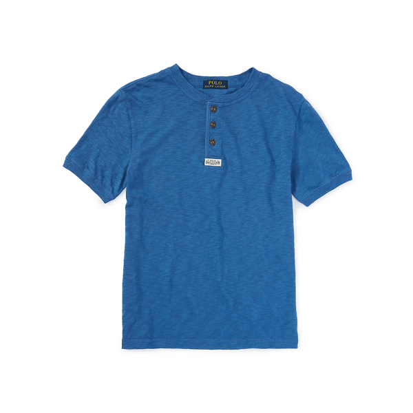 Sporting Blue Slub Cotton Jersey Henley Boys 2-7 1