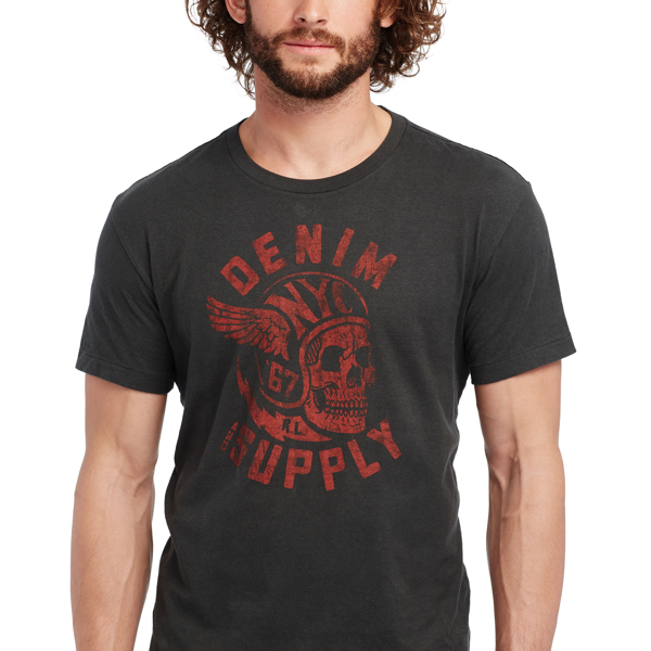 Faded Black Canvas Cotton Jersey Graphic Tee Polo Denim & Supply 3