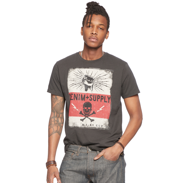 Faded Black Canvas Cotton Jersey Graphic Tee Polo Denim & Supply 4