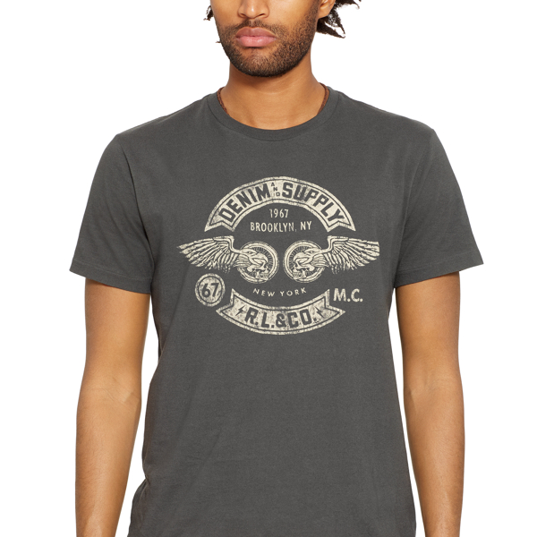 Faded Black Canvas Cotton Jersey Graphic Tee Polo Denim & Supply 3