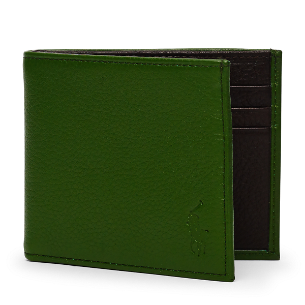 Kelly Green/Brown Two-Toned Leather Wallet Polo Ralph Lauren 1