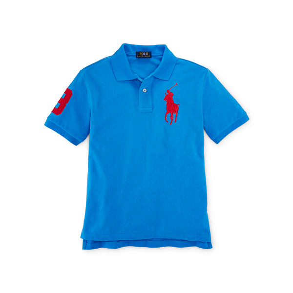 Jewel Blue Big Pony Cotton Mesh Polo Boys 8-20 1