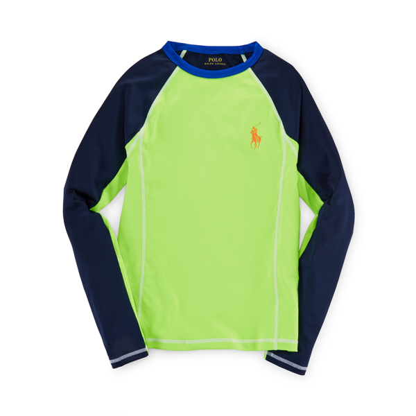 Rescue Green Multi Color-Blocked Rash Guard Boys 8-20 2