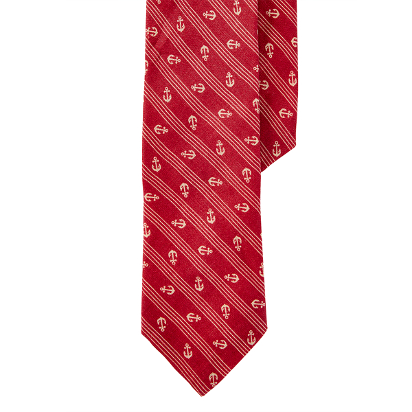 Red Anchor-Print Linen Tie Polo Ralph Lauren 1