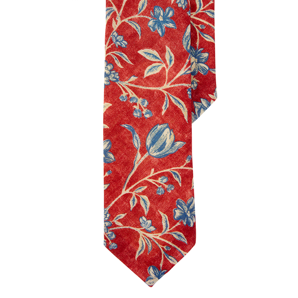 Red Floral-Print Linen Tie Polo Ralph Lauren 1