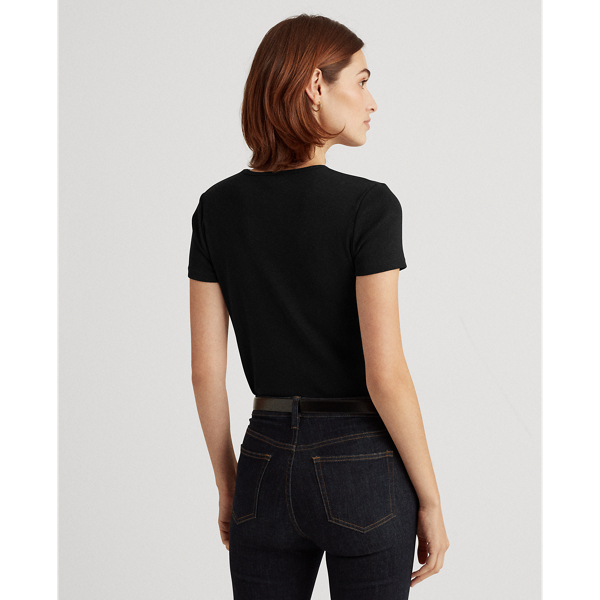 Black Cotton Short-Sleeve Tee Lauren 5