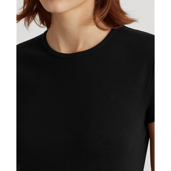 Black Cotton Short-Sleeve Tee Lauren 6