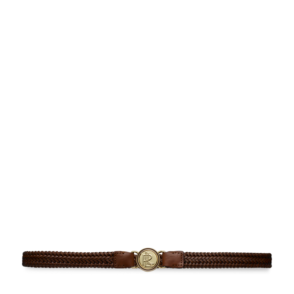 Tan Plaque Buckle Braided Belt Lauren 1