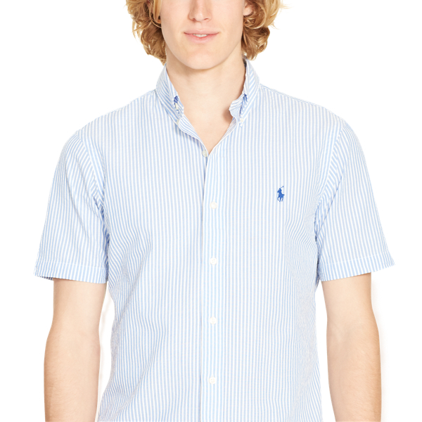 Faded Blue/White Classic Fit Seersucker Shirt Polo Ralph Lauren 3