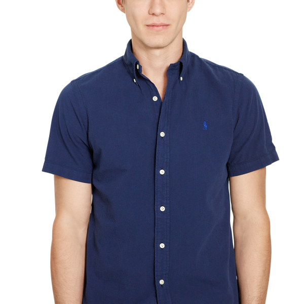 Astoria Navy Slim Fit Seersucker Shirt Polo Ralph Lauren 3