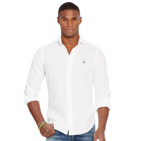 Pure White Classic Fit Linen Shirt Polo Ralph Lauren 1