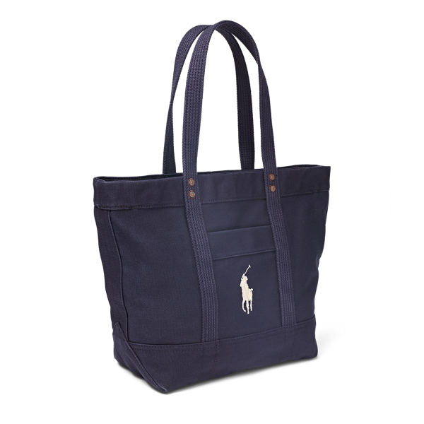 Navy Canvas Big Pony Tote Polo Ralph Lauren 4