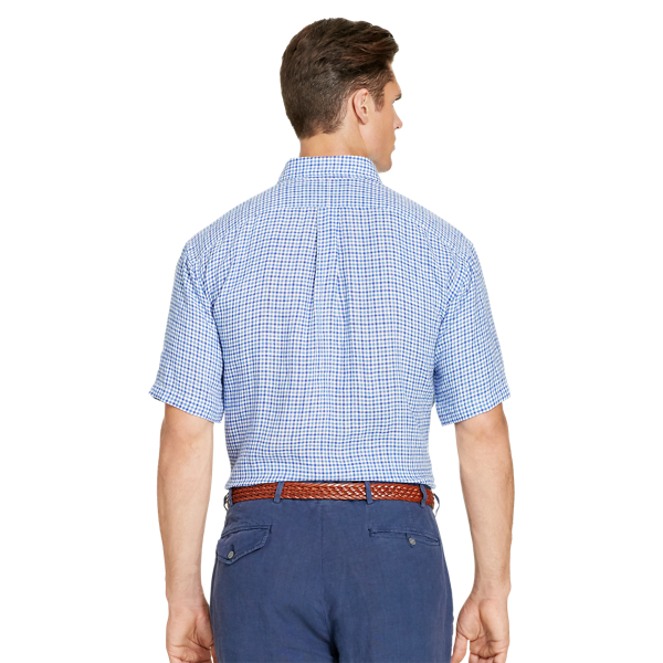 Navy/Medium Blue Classic Fit Linen Shirt Big & Tall 2