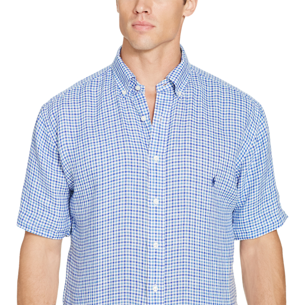 Navy/Medium Blue Classic Fit Linen Shirt Big & Tall 3