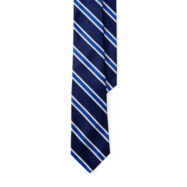 Navy/Blue Striped Silk Repp Tie Polo Ralph Lauren 1