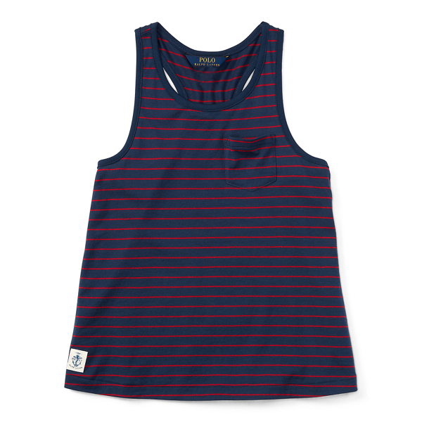 Summer Navy Striped Cotton Racerback Tank Girls 7-16 1